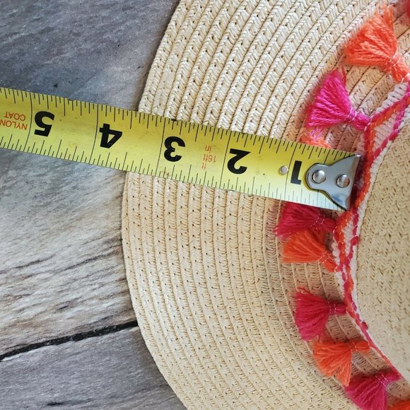 Target Sun Hat Beach Hat Straw Wide Brim Tassles - Picture 4 of 8
